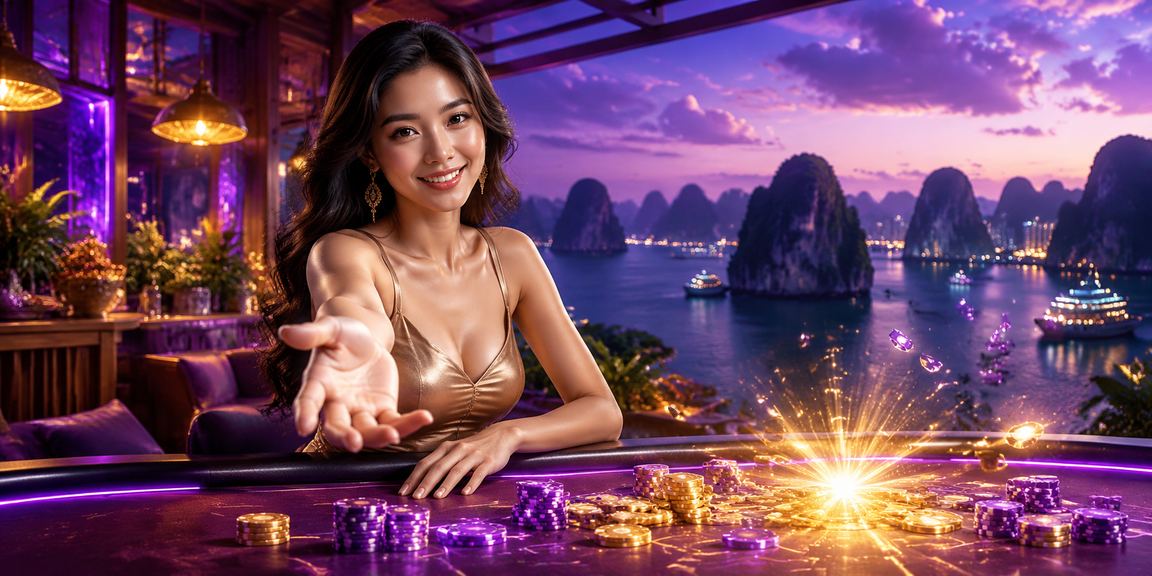 Người chơi bên Vịnh Hạ Long thưởng thức baccarat trực tuyến cùng tách cà phê buổi sáng