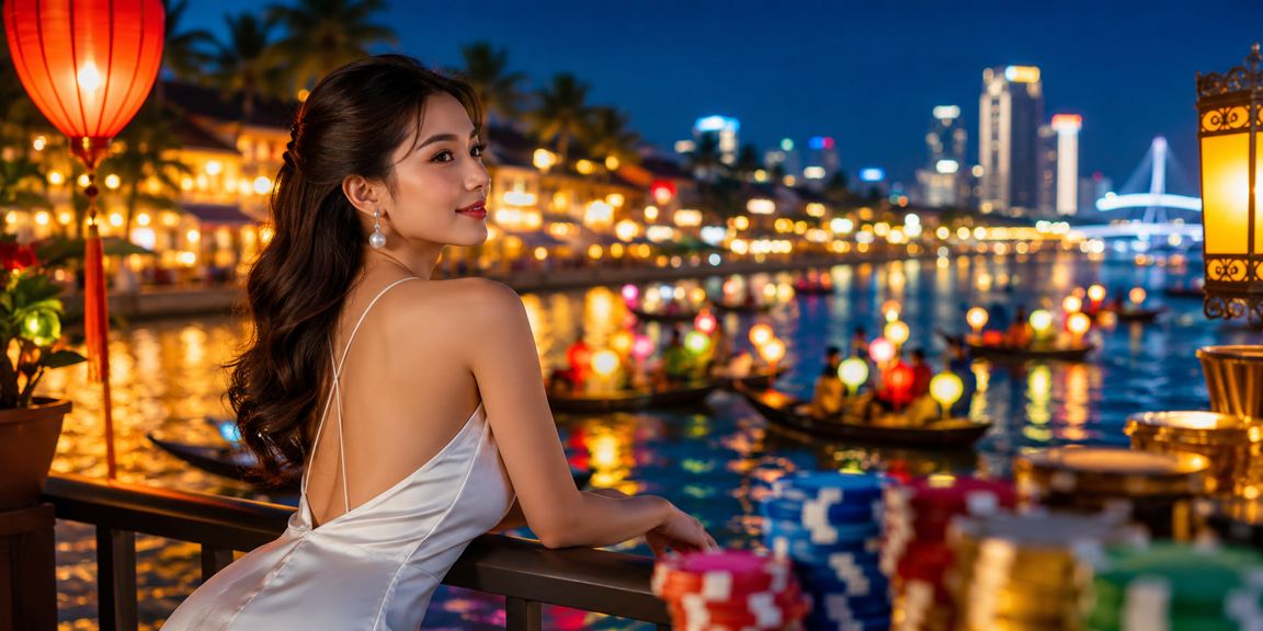 Không khí lễ hội giải trí casino sôi động tại Sài Gòn với ánh đèn rực rỡ về đêm